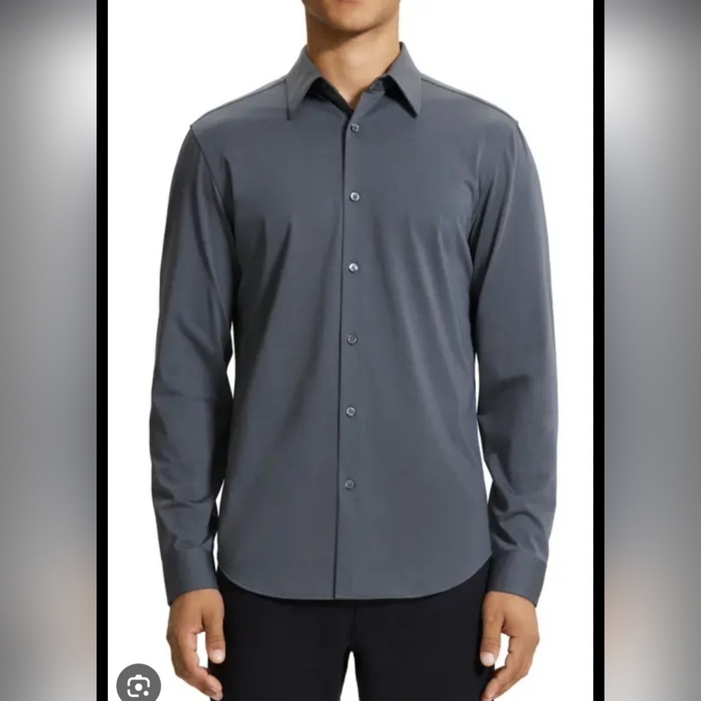 HILL & ARCHER MEN'S GRAY LONG SLEEVE BUTTON UP SHIRT SIZE 34/35 NWT